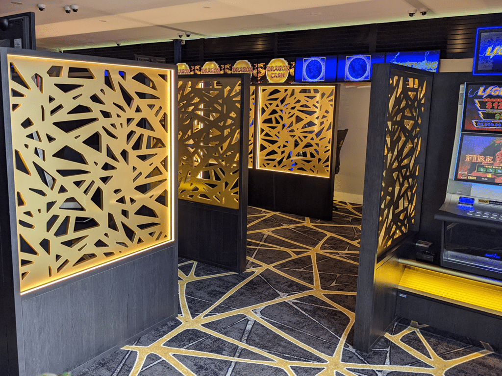Gaming Room Design Poker Machine Bases and Privacy Screens